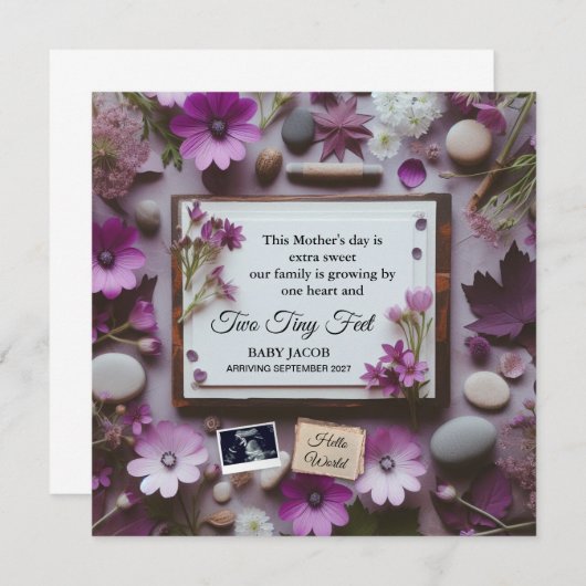 おばあちゃんの母の日の妊娠告知 案内状 (正面/裏面)