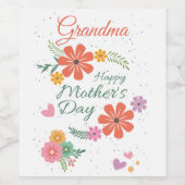 おばあちゃんの母の日の花 ワインラベル (シングルラベル)