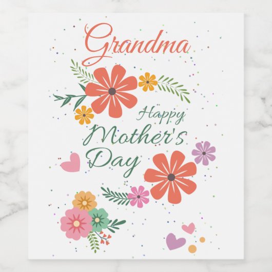 おばあちゃんの母の日の花 ワインラベル (シングルラベル)