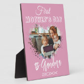 おばあちゃんの母の日ピンクハート フォトプラーク (側面)