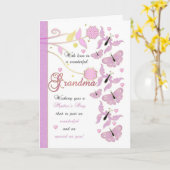 おばあちゃんの母の日花とバターフ付きカード カード (黄色い花)
