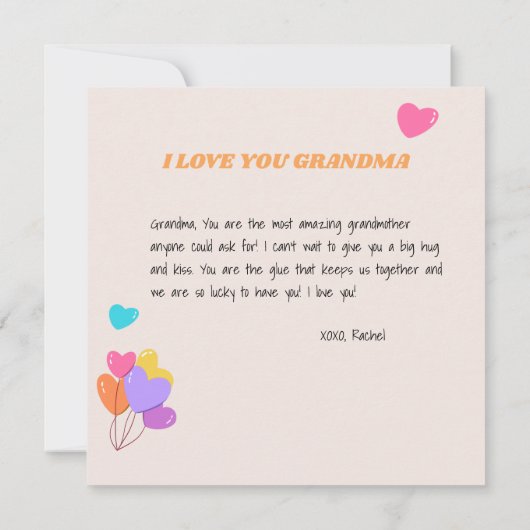 おばあちゃんの母の日 かわいいねこさん カラフルな風船 カード (裏面)