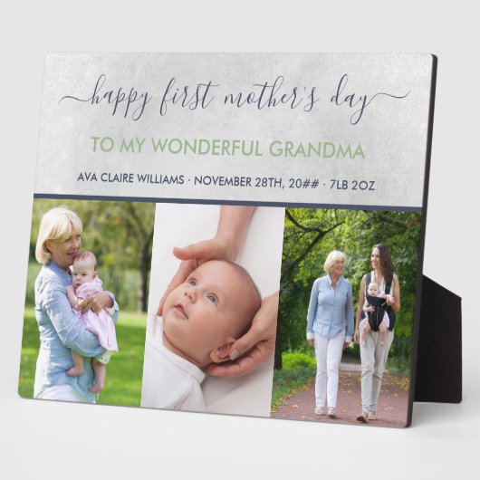 おばあちゃんの母の日 – 3枚の写真パーソナライズされた フォトプラーク (側面)
