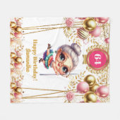 おばあちゃんの毛布名前をカスタムする フリースブランケット (正面(横))