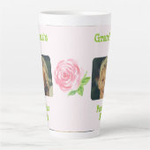 おばあちゃんの水彩バラキッズフォト カフェラテマグ (正面)