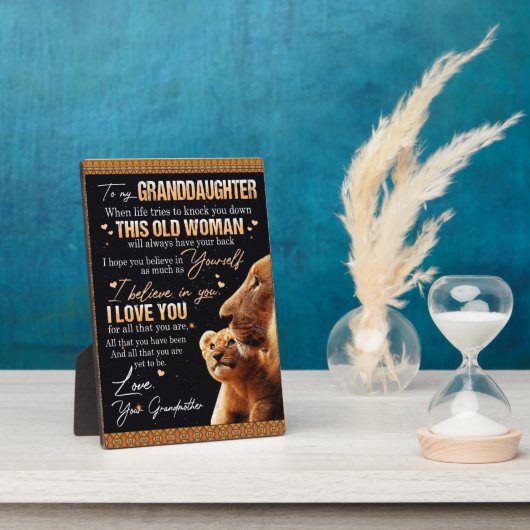 おばあちゃんの獅子好きの孫娘に フォトプラーク (側面)