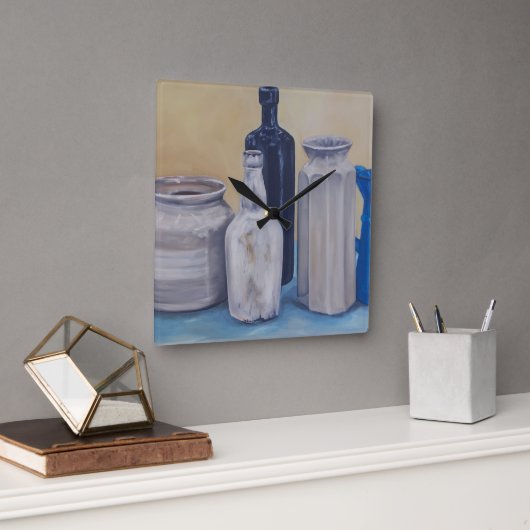 おばあちゃんの瓶 スクエア壁時計 (オフィス)