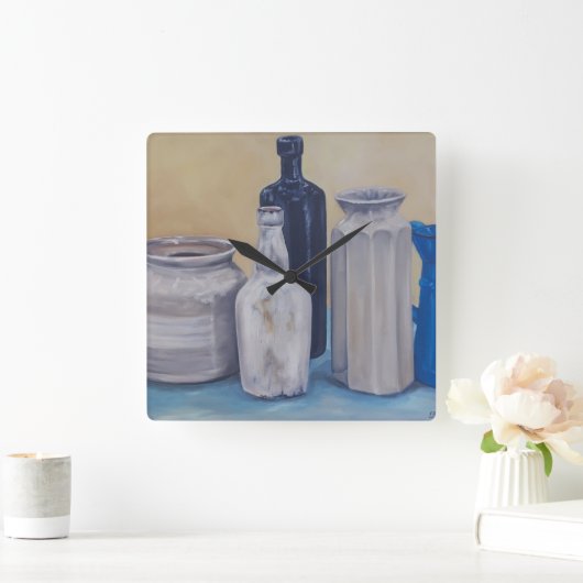 おばあちゃんの瓶 スクエア壁時計 (ホーム)