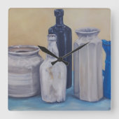 おばあちゃんの瓶 スクエア壁時計 (正面)