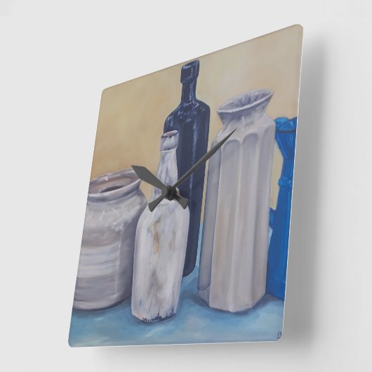 おばあちゃんの瓶 スクエア壁時計 (傾斜)