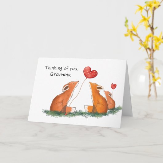 おばあちゃんの祖父母の日グループから3キツネ カード (黄色い花)