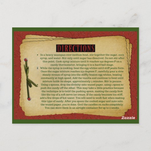 おばあちゃんの神性ファッジレシピカード ポストカード (裏面)