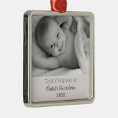 おばあちゃんの第1回クリスマスパーソナライズされたスクエア写真 メタルオーナメント (右)