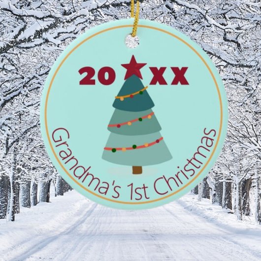 おばあちゃんの第1回クリスマスフォトオーナメント セラミックオーナメント