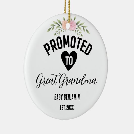 おばあちゃんの素晴らしベビー名にパーソナライズされた昇格 セラミックオーナメント (右)