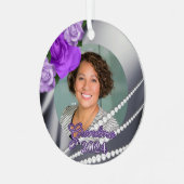 おばあちゃんの紫のフローラ記念オーナメント メタルオーナメント (正面左)