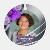 おばあちゃんの紫のフローラ記念オーナメント メタルオーナメント (裏面)