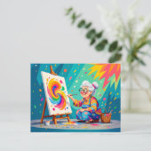 おばあちゃんの絵画アートイラスト シーズンポストカード (スタンド正面)