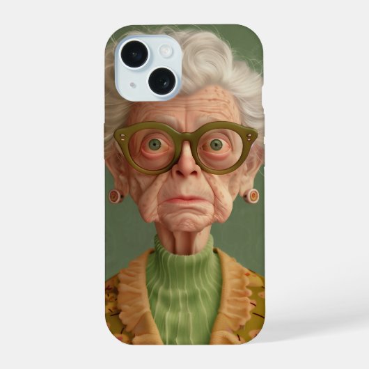 おばあちゃんの肖像画 iPhone 15ケース (裏面)