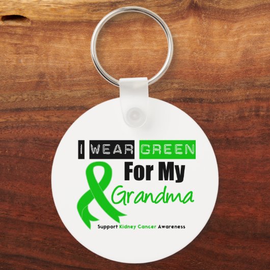 おばあちゃんの腎臓がんグリーンリボン キーホルダー (正面)