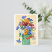 おばあちゃんの芍薬の絵 ポストカード (スタンド正面)