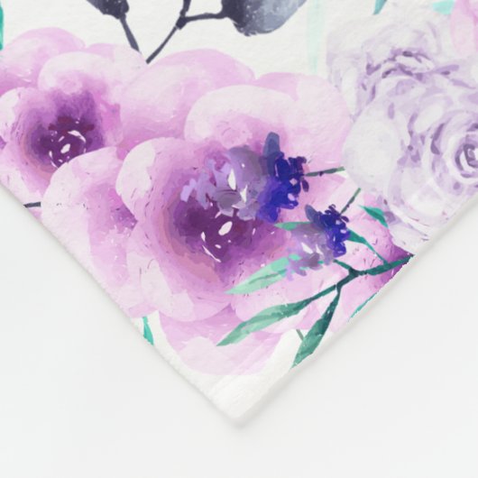 おばあちゃんの花ハートおばあちゃんの名前&写真 フリースブランケット (角)