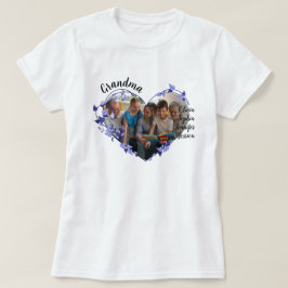 おばあちゃんの花ハートおばあちゃんの名前&写真 Tシャツ