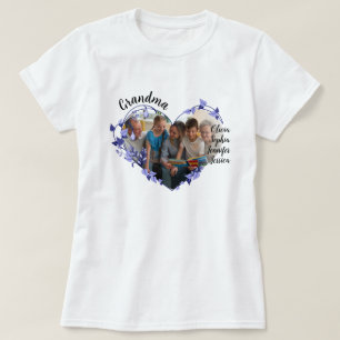 おばあちゃんの花ハートおばあちゃんの名前&写真 Tシャツ