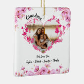 おばあちゃんの花ハート |グランドキッズの名前と写真 セラミックオーナメント (右)