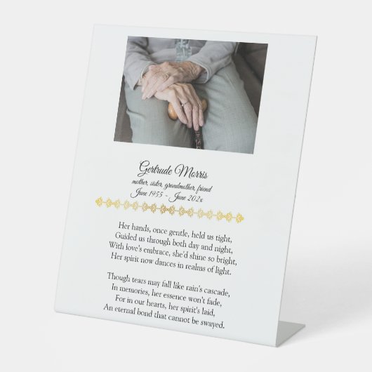 おばあちゃんの記念詩と写真卓上サイン 台座サイン (正面)