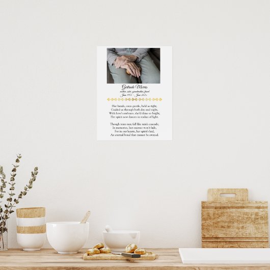 おばあちゃんの記念詩と写真 ポスター (キッチン)