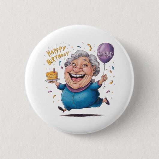 おばあちゃんの誕生日お祝い 缶バッジ (正面)