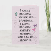 おばあちゃんの誕生日とグリッターフラワーカード カード (正面)