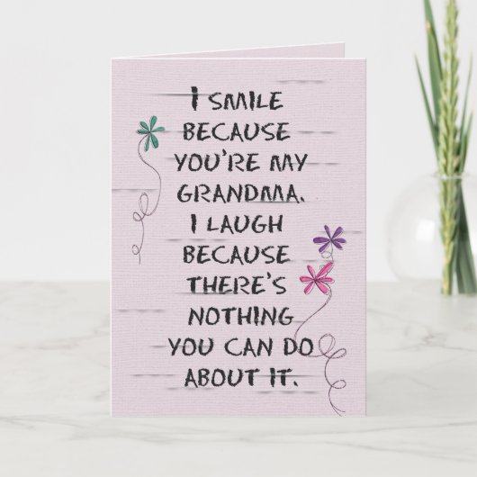 おばあちゃんの誕生日とグリッターフラワーカード カード (正面)