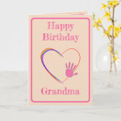 おばあちゃんの誕生日とハート&手印刷カード カード (黄色い花)