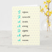 おばあちゃんの誕生日の感謝文字 カード (黄色い花)