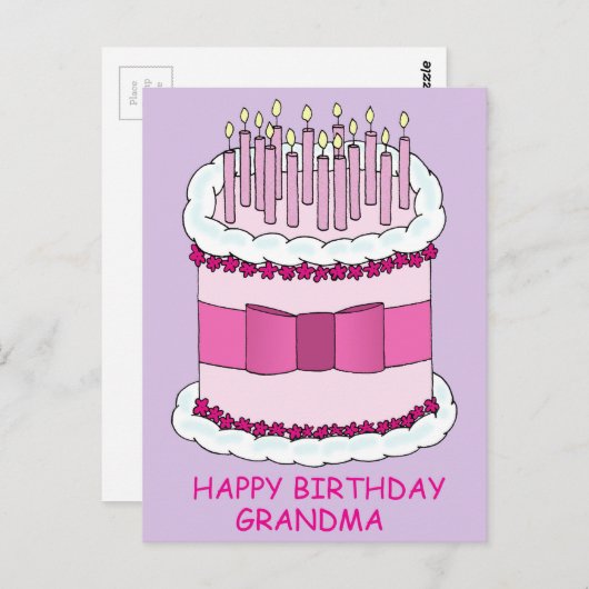 おばあちゃんの誕生日ケーキとろうそく ポストカード (正面/裏面)