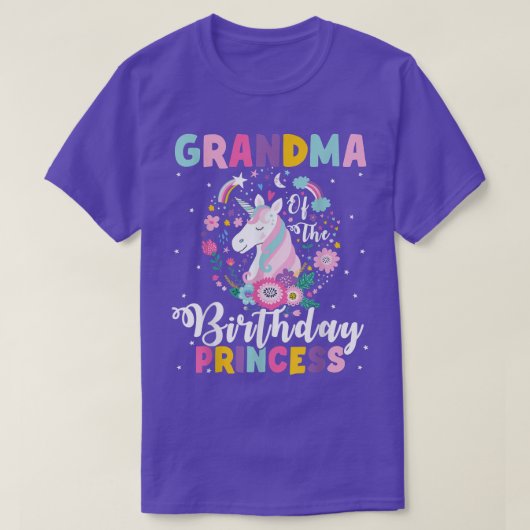 おばあちゃんの誕生日プリンセスユニコーン誕生日 Tシャツ (デザイン正面)