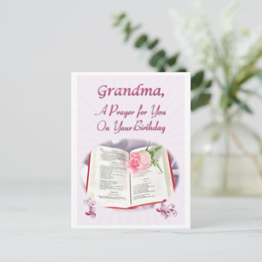 おばあちゃんの誕生日祈りの言葉 ポストカード (スタンド正面)