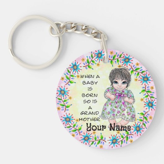 おばあちゃんの赤ちゃん女の子   キーホルダー (正面)