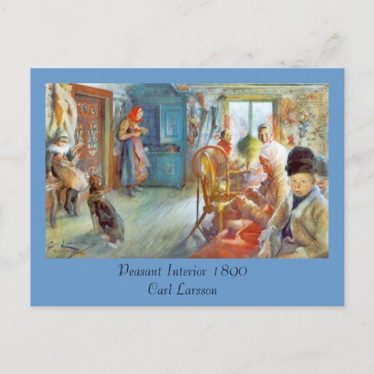 おばあちゃんの針仕事(農夫インテリア) ポストカード (正面)