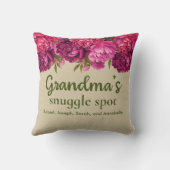 おばあちゃんの隠れ場所フローラと名前 クッション (裏面)