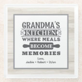 おばあちゃんの食事が思い出に ガラスコースター (正面)