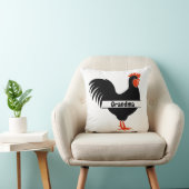 おばあちゃんの黒赤のオンドリ枕 クッション (椅子)