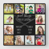 おばあちゃんの12フォトブラックで良いことが起きる スクエア壁時計 (正面)