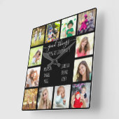 おばあちゃんの12フォトブラックで良いことが起きる スクエア壁時計 (傾斜)