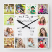 おばあちゃんの12フォトホワイトで良いことが起きる スクエア壁時計 (正面)