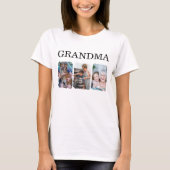 おばあちゃんの3枚の写真コラージュTシャツ、家族の思い出 Tシャツ (正面)