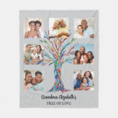 おばあちゃんの7フォトコラージグレイ フリースブランケット (正面)