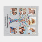 おばあちゃんの7フォトコラージグレイ フリースブランケット (正面(横))